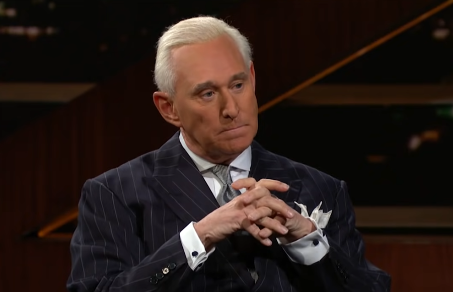 Roger Stone speaking to Bill Maher on HBO's Real Time with Bill Maher in 2017. Image credit: Real Time with Bill Maher / YouTube. 