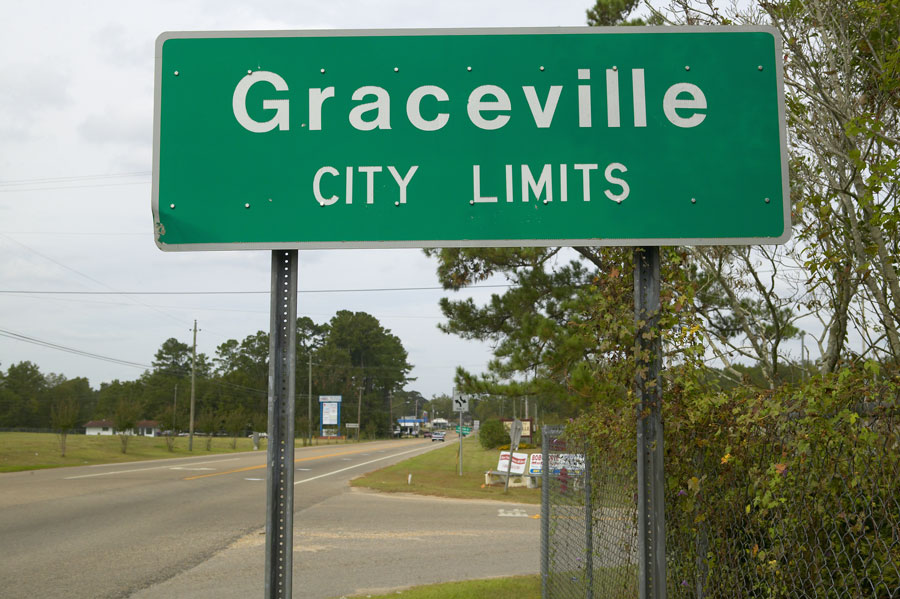 A sign while entering the city limits of Graceville in Florida. Photo credit ShutterStock.com, licensed.