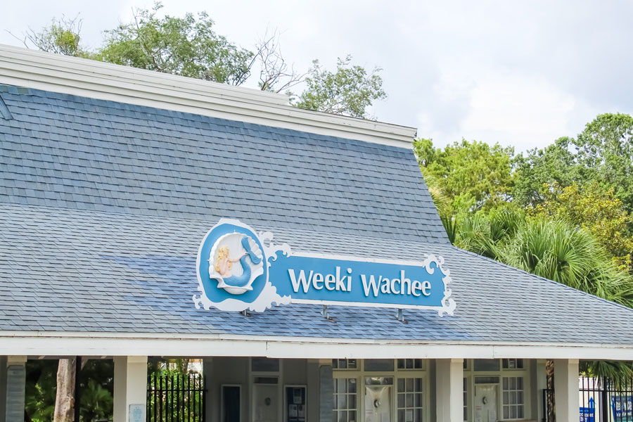 Weeki Wachee Mermaid Sign at Weeki Wachee State Park in Weeki Wachee Florida on July 7, 2019. 