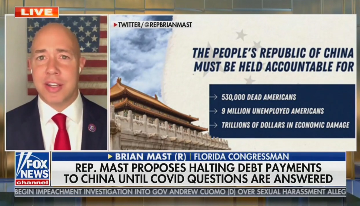 Florida Republican Congressman Proposes Punishing China for Alleged COVID Cover-Up by Withholding U.S. Debt Payments