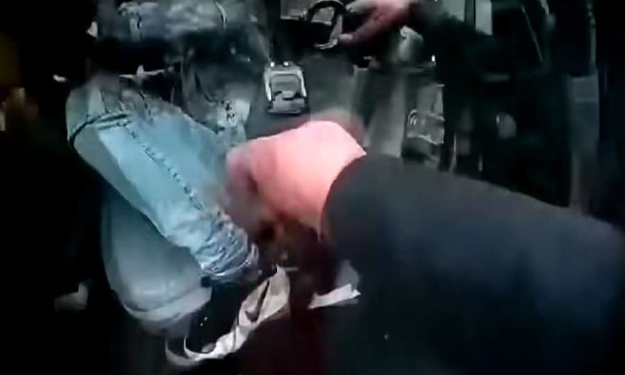 The bodycam video shows Wright to initially be complying, but as he is being handcuffed he suddenly begins resisting and fighting with the officers while attempting to get back into his vehicle, presumably to flee the scene.