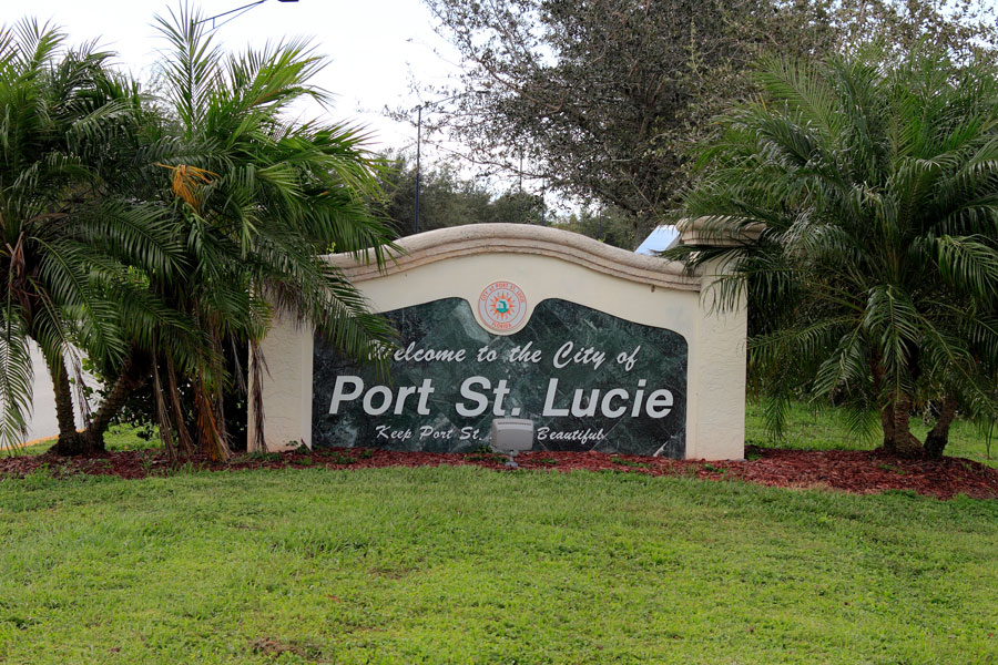 Welcome to the City of Port St Lucie, Keep Port St. Lucie Beautiful. Entrance sign to Port St Lucie, FL. File photo: Serenethos, Shutterstock.com, licensed.
