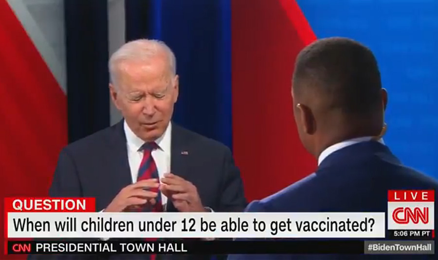 To back up his claims, Jackson later that evening posted a video to Twitter of Biden’s Wednesday town hall meeting on CNN, featuring the president having difficulty answering a question on vaccinations on children under the age of 12.