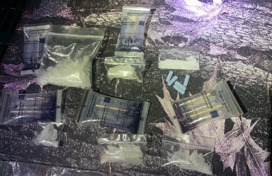 The vehicle search revealed a trafficking amount of methamphetamine (approximately 20 grams) that was packaged in separate baggies consistent with distribution.