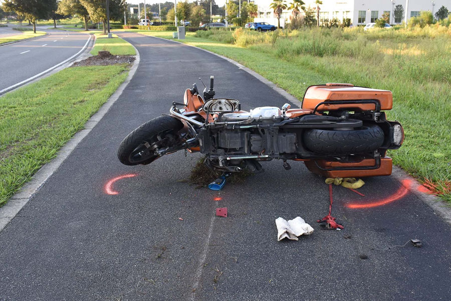 On Friday, Ocala Police responded to a motorcycle crash in the 4900 block of SW 48th Avenue. The rider, Jeremey Denney, 51, crashed near the left-hand curve when he drifted off the roadway and struck the curb. 