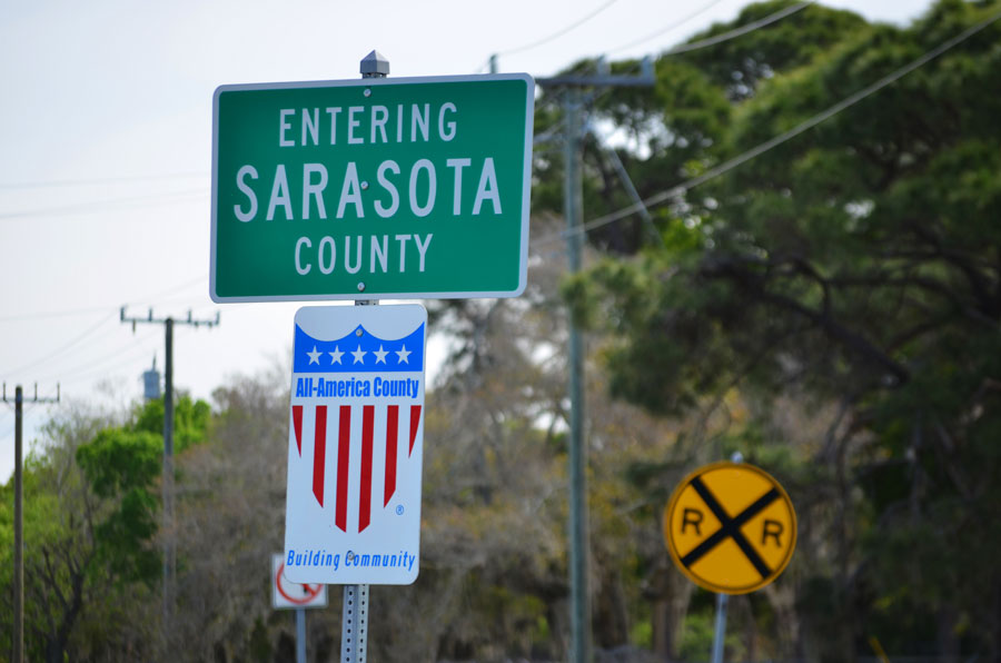 Entering Sarasota County Sign Near Sarasota-Bradenton International Airport. File photo: Ja7, Shutter Stock, licensed.