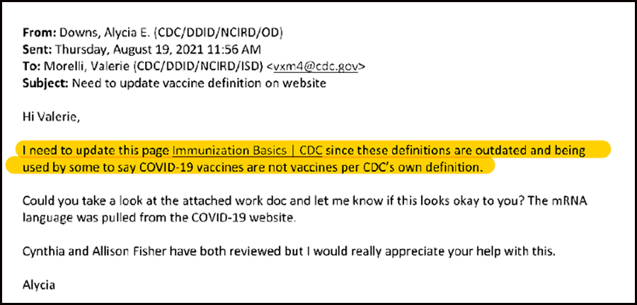 CDC Emails: Our Definition of Vaccine is Problematic