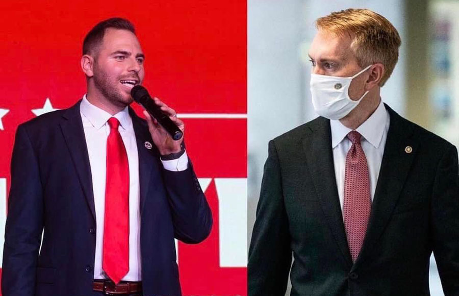  U.S. Senate and Republican challenger Jackson Lahmeyer (left) announced that he had accepted the invitation of the Oil and Gas Workers Association for a debate with Senator James Lankford, in Oklahoma City. Photo: Jackson Lahmeyer, @JacksonLahmeyer, Twitter.
