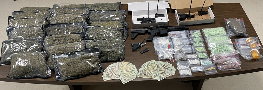 detectives found about 3,500 Xanax pills, about 700 MDMA pills and significant amounts of Hydrocodone, Hydrochloride, Oxycontin, Loratab, powder and crack cocaine, about 19 pounds of marijuana, four guns and a little more than $1,300 cash. 