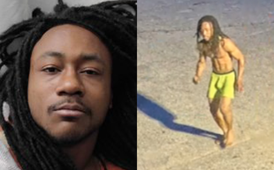 A witness described the injured person, later identified as Aikeem Jett, 24, as a black man with dreadlocks, wearing only his underwear. The witness saw the man run off the school campus.