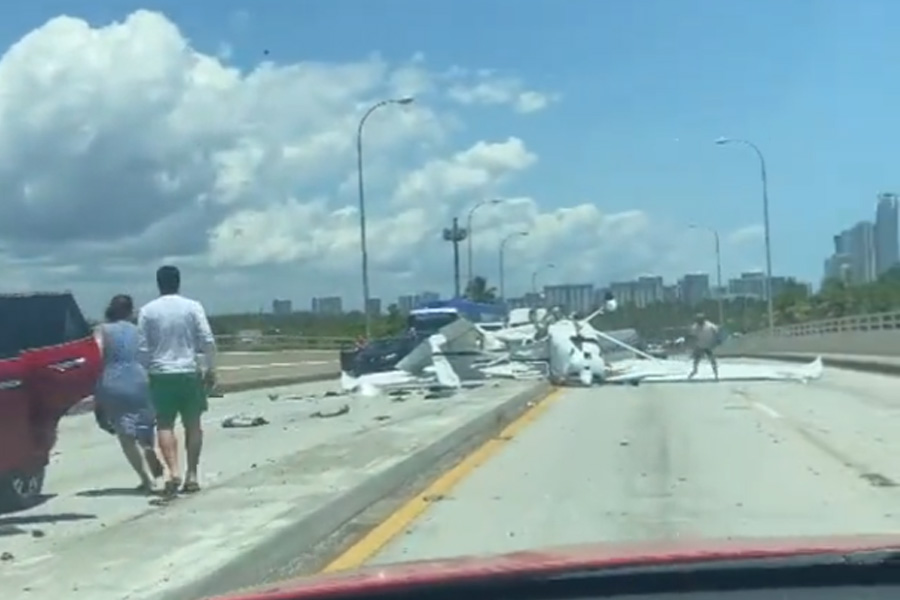 Bystander Video Captures Moment Small Plane Crashes On In Miami Bridge