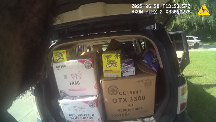 Deputies helped unload one of the stolen loads of fireworks on Tuesday and arrested Clark on a charge of grand theft of more than $10,000. An inventory of the stolen cases indicated the total value was $14,239.42.
