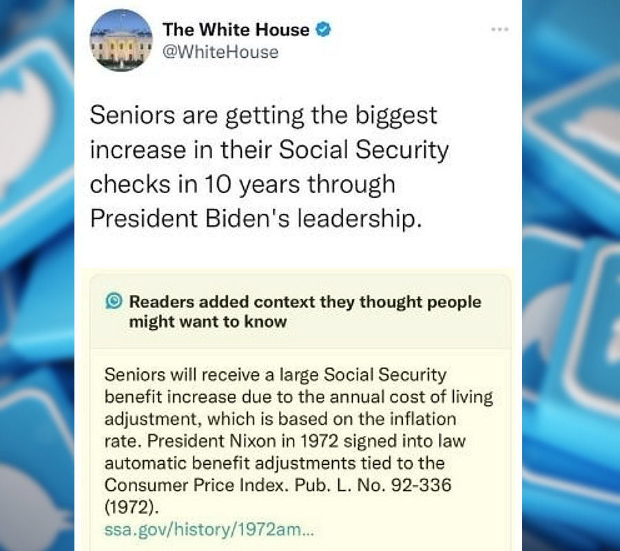 Biden Admin Deletes Tweet That Inadvertently Underscores Inflation Problem After Twitter Fact Checks Social Security Benefit Increase