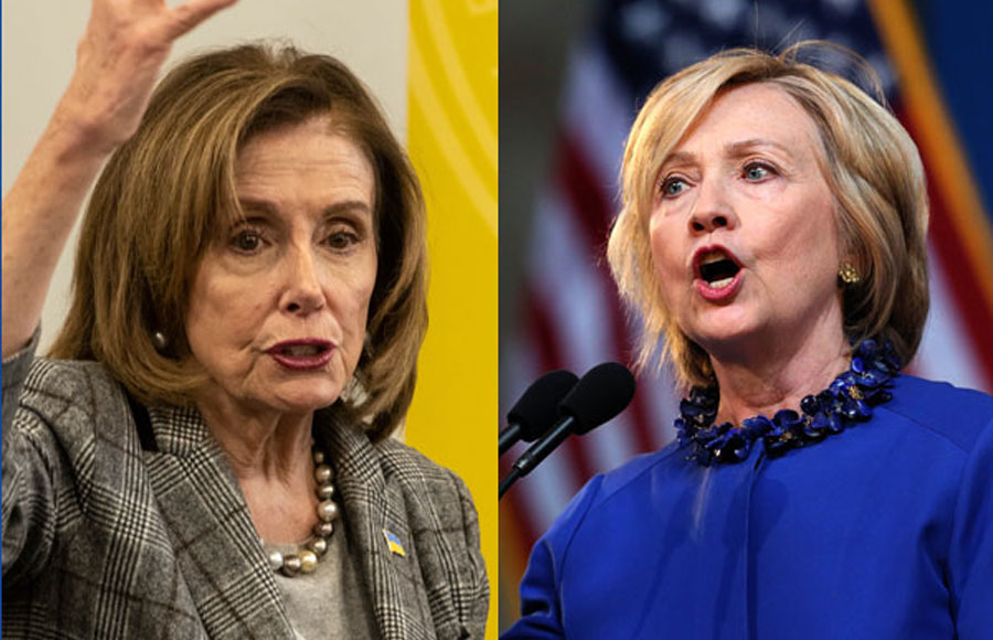 Both Fancy Nancy and Cagey Clinton are from the Liarsaurus species. Both are married to mythomaniac morons. But no ties allowed. File photo: Lev Radin, Trevor Collens, Shutter Stock, licensed.
