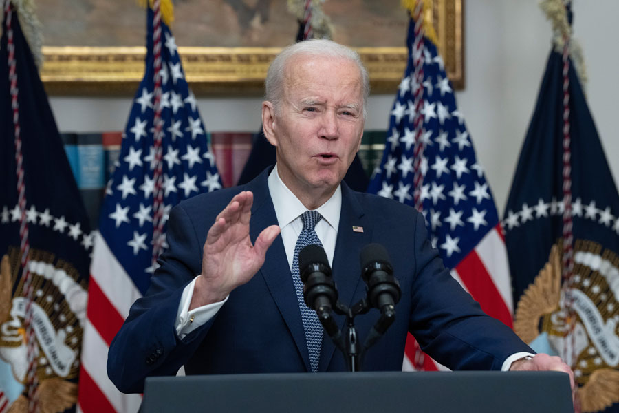US President Joe Biden speaks on the banking system after the collapse of Silicon Valley Bank. File photo: Chris Kleponis, Consolidated News Photos, Shutter Stock, licensed. 