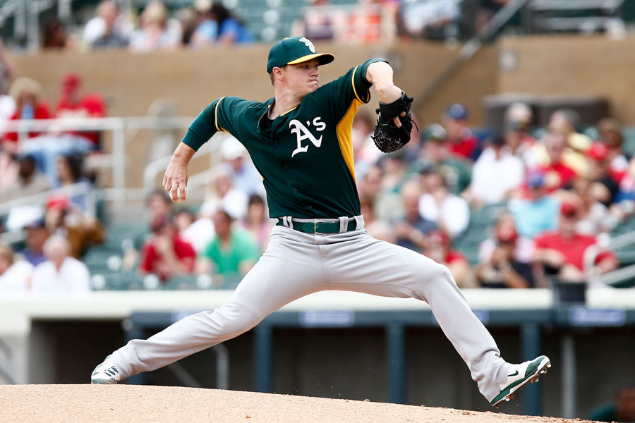 Oakland Athletics pitcher Sonny Gray (54) pitches against the Arizona Diamondbacks at Salt River Fields at Talking Stick on March 6, 2014 in Scottsdale, Arizona. File photo: Debby Wong, Shutter Stock, licensed.